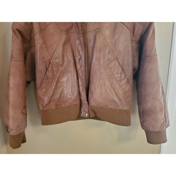 Vintage Burk's Bay Distressed Brown Leather Jacket, Size XL, RN 76727 - Picture 6 of 12